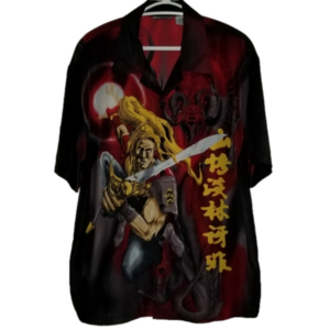 Request Warrior Graphic Short Sleeve Button Up Size L